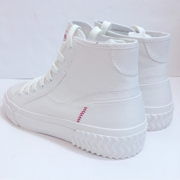 Skechers White Canvas Hi-Tread High Top Platform Causal Sneakers - Picture 5 of 14